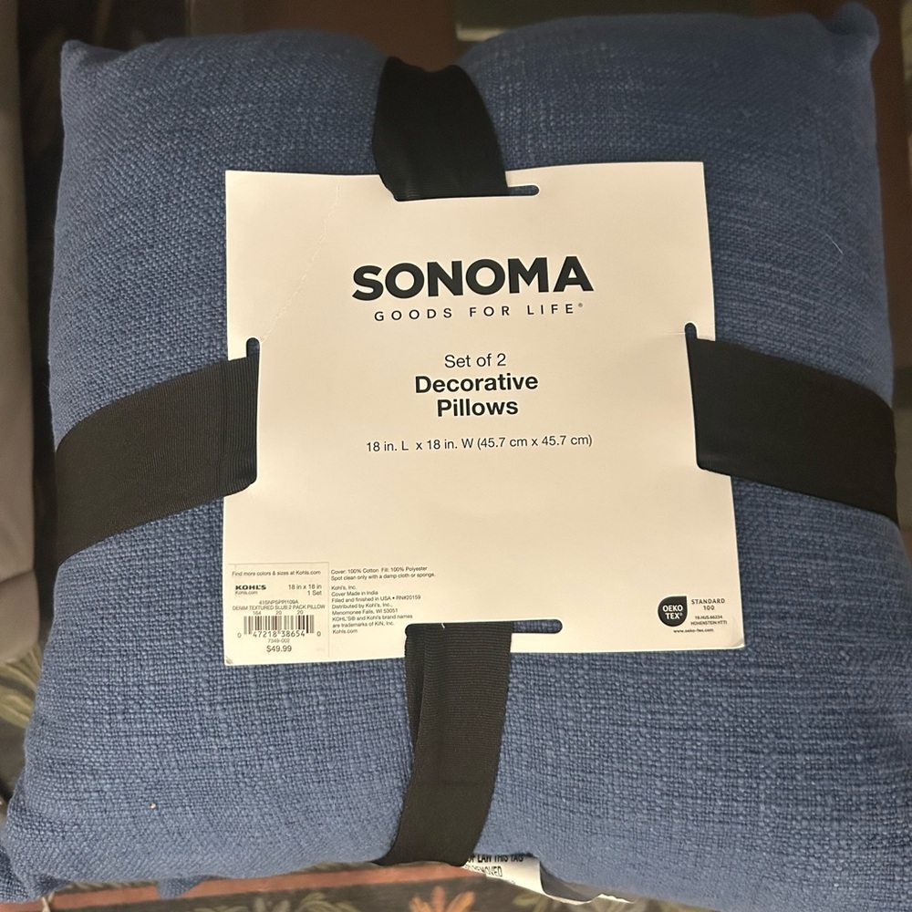 Sonoma Decrorative Blue Pillow Set of 2